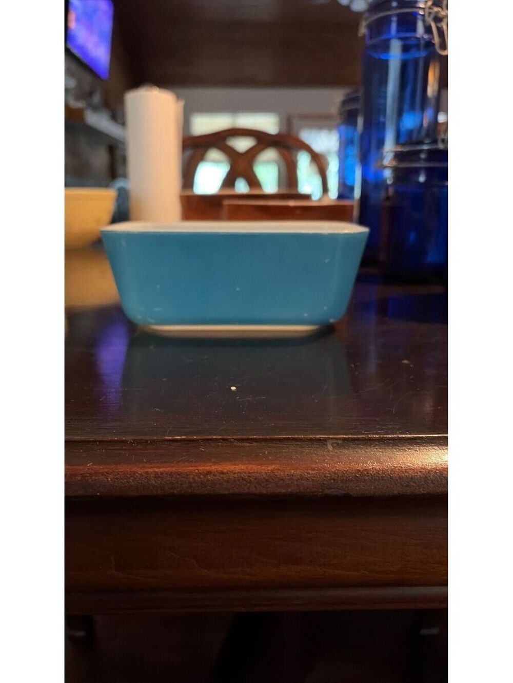 36. Vintage Blue Pyrex Refrigerator Dish 502-B With NO Lid